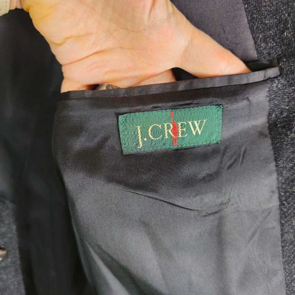 Vintage J.Crew Oarsman Wool Herringbone Blazer Jacket XL Gray Ivy League Preppy